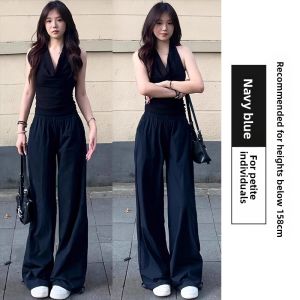 Slimming High Waist Cargo Pants Womens Summer Thin Hanging Sensation Quick Dry Sports Pants American Retro Casual Trousers