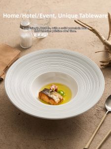 YOGEHOME | Elegant Silver Lined Straw Hat Ceramic Plate 10 Inches