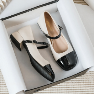 MIFEI | Summer French Mary Jane Shoes Rough Heel Square Toe Large Size