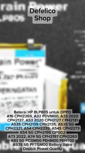 Baterai Oppo A16 2021 / A32 / A33 2020 / A53 / A54 / A54S / A55 / A73 / A74 5G / A75 / A93 5G Battery BLP-805 / BLP805 / BLP 805