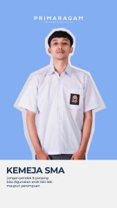 Seragam Sekolah Baju Putih Kemeja SMA Lengan Pendek - Primaragam Indo TC Kuat & Nyaman (Pria/Wanita) - Garansi Tukar Ukuran