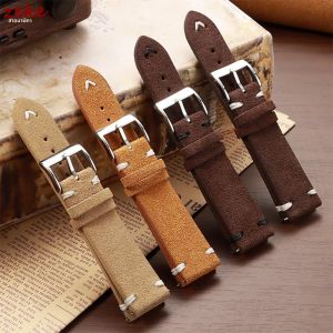 หนังนิ่มแท้สายนาฬิกาหนัง Vintage สีน้ําตาลนาฬิกา 18 มม.20 มม.22 มม. สําหรับ Omega ธุรกิจสายรัดข้อมือ