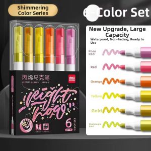 deli | Metallic Color Marking Pen Drawing DIY Graffiti 6pcs
