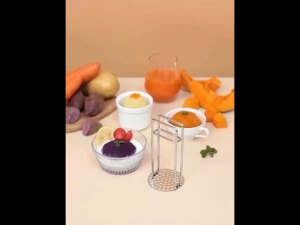 Premium Stainless Steel Potato Press Masher Multi Function Vegetable Fruit Mashing Tool Ergonomic Design Non Slip Handle Efficient Grinding Durable Rustproof Kitchen Accessory Ideal For Home Kitchen And Baby Food Preparation