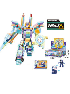 Kids Puzzle Gift Mens and Womens Small Particle Digital Transformation Robot Police Car Insert and Assemble Early Educational Building Block Toys