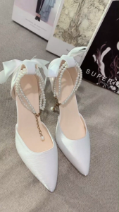 Elegant White Heels 2.75 inches Sandals Fashionable and Stylish High Heels