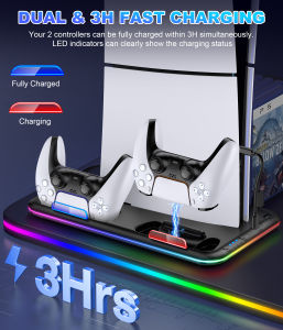BEBONCOOL | BEBONCOOL S2000 RGB Cooling Stand  Vertical Cooling Station Cooler PS5 DualSence Gamepad Charger For PS5 Slim/PS5 Digital/Disc