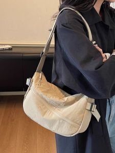 Casual Nylon Canvas Pillow Bag Womens Large Capacity Single Shoulder Armpit Bag Versatile Commuting Dumpling Bag