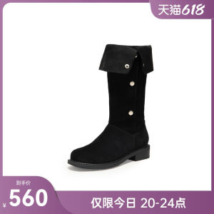 Elegant Western Style High-Tube Boots for Women Casual Knight Boot Winter Fashion Retro Over-The-Knee Slimming Boots
