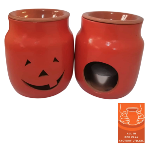 Handcrafted Terracotta Pumpkin Candle Oil Warmer | Halloween Aroma Diffuser