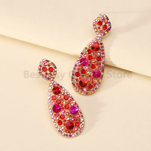 Full Rhinestone Sparkling Teardrop Dangle Earrings for Women Elegant Gorgeous Vintage Party Prom Daily Wear Jewelry Accessories