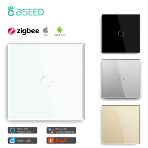BSEED Zigbee Touch Switch Glass 1/2/3Gang Smart Light Switch Tuya Wireless Controller via Google Smart Life Alexa App No Neutral
