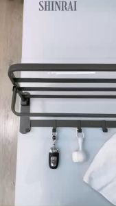 ( Dán Tường - Khoan Tường ) Giá Treo Khăn Tắm  Giàn Khăn Vắt  Treo Quần Áo INOX SUS304 Xám Titan Siêu Dày SHINRAI