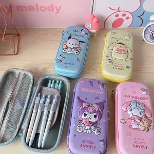 Sanrio 3D Stereoscopic Pencil Case Melody Cartoon Kuromi Kids Anti-Fall Pencil Case Large-Capacity School Supplies Portable Gift