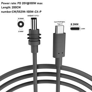 KEBIDUMEI For Starlink Mini Cable 2M(6.6ft) Mini DC Power Type-C Input Replacement Cable Waterproof Outerdoor Barrel Jack Chargi