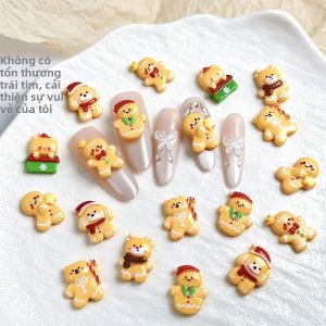 30 Món Trang Trí Móng Tay Nhựa Hình Bánh Quy Giáng Sinh 3D Hình Người Bánh Gừng Nai Mèo Bánh Quy Hoạt Hình Dùng Trang Trí Nail Art Tự Làm