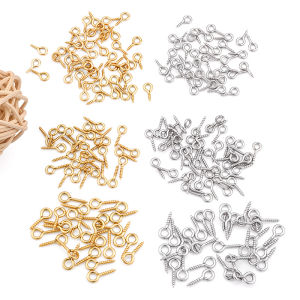 200pcs Mini Threaded Eyelets Screw Hooks 4x8mm Clasp Eye Pins for DIY Jewelry Making Accessories Pendant Charm Findings