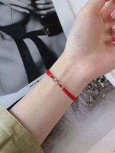 Gold Plated Red Rope Bracelet Womens Simple Style Lucky Charm Woven Bracelet Best Friend Gift Lucky Year Bracelet Fashion Jewelry
