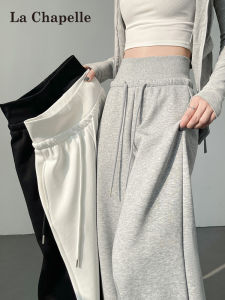 High Waist Grey Sports Pants for Women Casual Wide Leg Treenut Sweatpants La Chapelle American Style Spring Autumn New Arrival