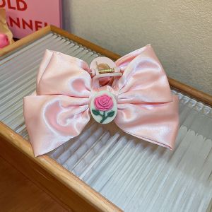 Kẹp tóc nơ lớn đính hoa sau đầu kẹp tóc nhựa ngọt ngào nữ tính cho nữ phong cách tiểu thư Hàn Quốc