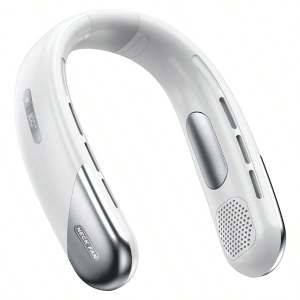 2026 LED Display Neck Fan 360° Surround Airflow 5-Speed 2400mAh Rechargeable Quiet Wearable Personal Fan for Travel