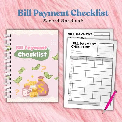 BILL CHECKLIST PAYMENT RECORD BOOK A5 SIZE FREE PEN