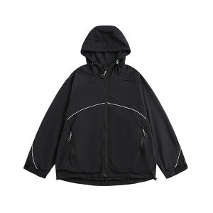 เสื้อแจ็คเก็ตผู้หญิงฤดูใบไม้ผลิและฤดูใบไม้ร่วง 2025 ใหม่ ระบายอากาศได้ดี แจ็คเก็ตผ้าชีฟองน้ำกันฝนสำหรับกลางแจ้ง ปีนเขา ปักหมุด แถบสะท้อนแสง เสื้อผ้าแฟชั่น