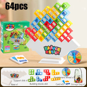 64pcs Building Block Brick Toy Balance Stacked Tetra Tower Game Swing High Russian Building Blocks Stack Kid Desktop Toy