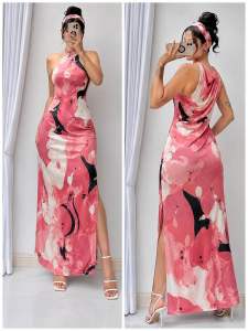 Women’s Long Halter Melo Dress – Stretchable Fit From XS up to XXL Perfect for Summer
