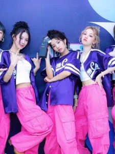 Purple Kpop Dance Outfit Hip Hop Style Street Performance Costume Song Yuki Jazz Suit Set Womens Group Stage Clothing