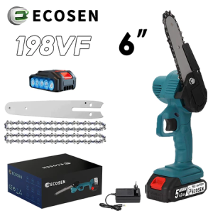 ECOSEN Gergaji Rantai Mini Elektrik Tanpa Kabel 6 Inci Genggam untuk Memotong Kayu