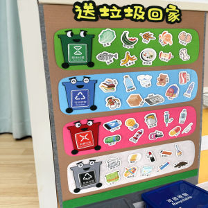 Bộ Vật Liệu Trang Trí Tường Chủ Đề Phân Loại Rác Thải Cho Trẻ Mẫu Giáo Vải Không Dệt Trang Trí Lớp Học Góc Khu Vực