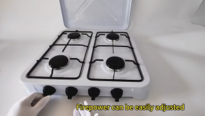 Stainless Steel Gas Stove Four Flames Heavy Duty Portable Propane Gas Natural Gas Liquefied Gas Stove Countertop Gas Stove For Home Camping Picnic RV Cooking