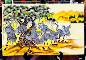 Tranh sơn mài - TÙNG HẠC DIÊN NIÊN - Đắp nổi / size 50x80 cm/ Ý Nghĩa- Phong Thủy