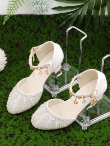 MENGBEIHUAN | Princess-style Shiny Rhinestone Kids High Heels