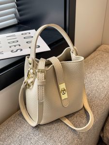 Fashionable Bucket Bag Womens Crossbody Bag Versatile Handbag Summer Trendy Handbag Soft PU Leather Magnetic Buckle Closure