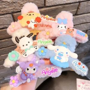 🔥🔥Roman Holiday Kuromi Cinnamorol Mini Hair Clip Cute Cartoon Plush Large Hair Claw Clip Women Sanrio Curly Hair Shark Clip
