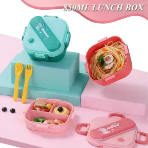 Cute Lunch Box for Kids Student Bento Box 2-Layer Stacked Lunchbox Microwave Tableware Student Lunch Box Back to School