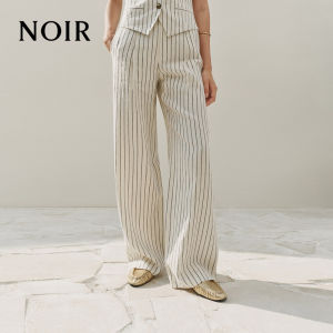 MO&Co. | NOIR Series Linen Pants Straight Medium Waist