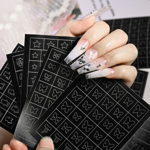 1 Miếng Dán Trang Trí Móng Tay Hình Bướm 3D Rỗng Có Họa Tiết Sao/Hoa Miếng Dán Tự Dính Mẫu Phun Pháp Phụ Kiện Làm Móng 10x8cm