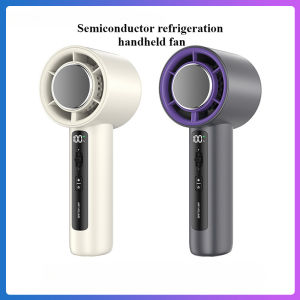 Taoxilife Portable Semiconductor Refrigeration Handheld Fan 6000mAh 100 Speed Strong Wind Turbine Fan LED Digital mini Fan Suitable For Travel Work Commuting Outdoor Sports