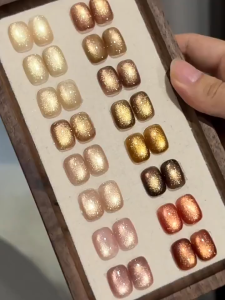 GAOY 11ML 16 Color Gel Kuku Mata Kucing Gradient Emas Nail UV Gel Gold Gradient Cat Eye Small Light Bulb Nail Art 金渐层猫眼