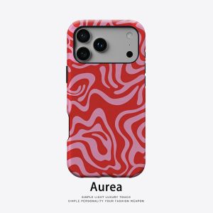 Potdemiel | Aurea Case Matte Bumper For Magsafe Case For iPhone 18 17 16 15 14 Plus 13 Pro Max Shockproof Hard PC Red Pink Swirl Cover