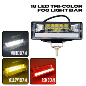18 LED TRI-COLOR FOG LIGHT BAR HEADLIGHT LED BAR FOR MOTORCYCLE 12-80V 3135-2 UNIVERSAL [PRETTY USEFUL]