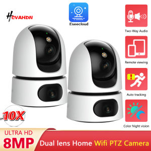 10X Zoom 8MP Dual Lens WiFi Camera Dual Screen 4K Wifi Surveillance Camera Indoor Home Auto Tracking Security Wireless Cameras