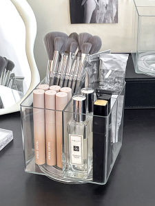 Large Capacity Cosmetic Storage Box Dustproof Rotating Brush Tube Makeup Desk Lipstick Eyeshadow Brush Organizer Pen Holder