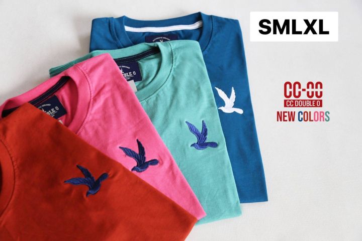 🔥ยอดฮิต🔥 CC DOUBLE O 🕊 เสื้อยืดซีซีดับเบิ้ลโอ ป้ายครบ Cotton100% (สีพื้น-ปักนก)
