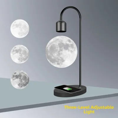 SHANNAIER | 3D Printed Magnetic Levitation Moon Lamp Wireless Charging Bedside Night Light