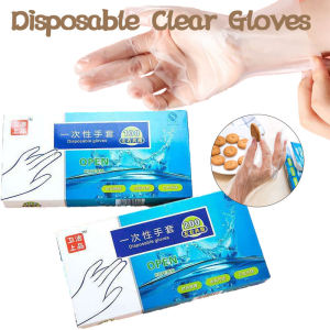 100/200Pcs Disposable Gloves Transparent Plastic Gloves Food Prep Safe Gloves for Cooking Cleaning BBQ Kitchen Things
