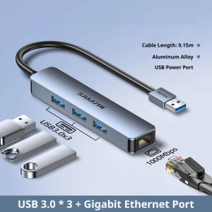 Samzhe | SAMZHE USB3.0 HUB Ethernet Adapter 1000Mbps HUB RJ45 Lan for Laptop PC Xiaomi Mi Box Macbook Windows USB-C HUB Network Card 